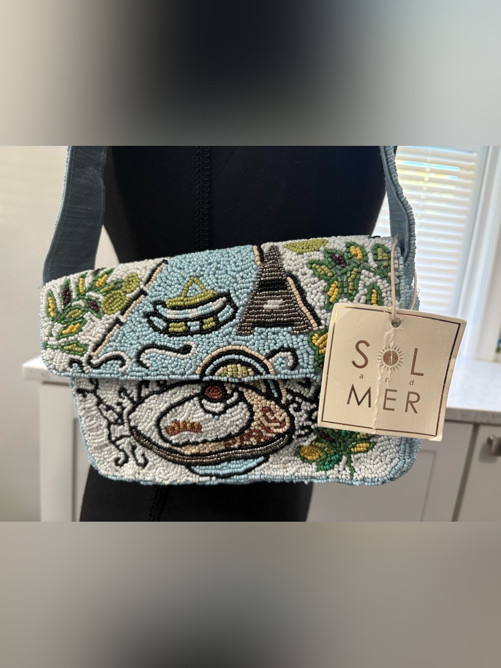 NWT Sol & Mer "Summer in Paris" Beaded Shoulder Bag